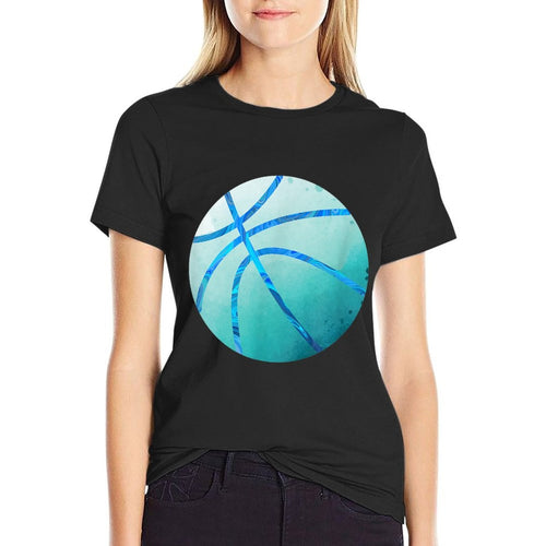 Basketball Ball Aqua Watercolor Blue Gift for Men Women Kids  Soft T-Shirt