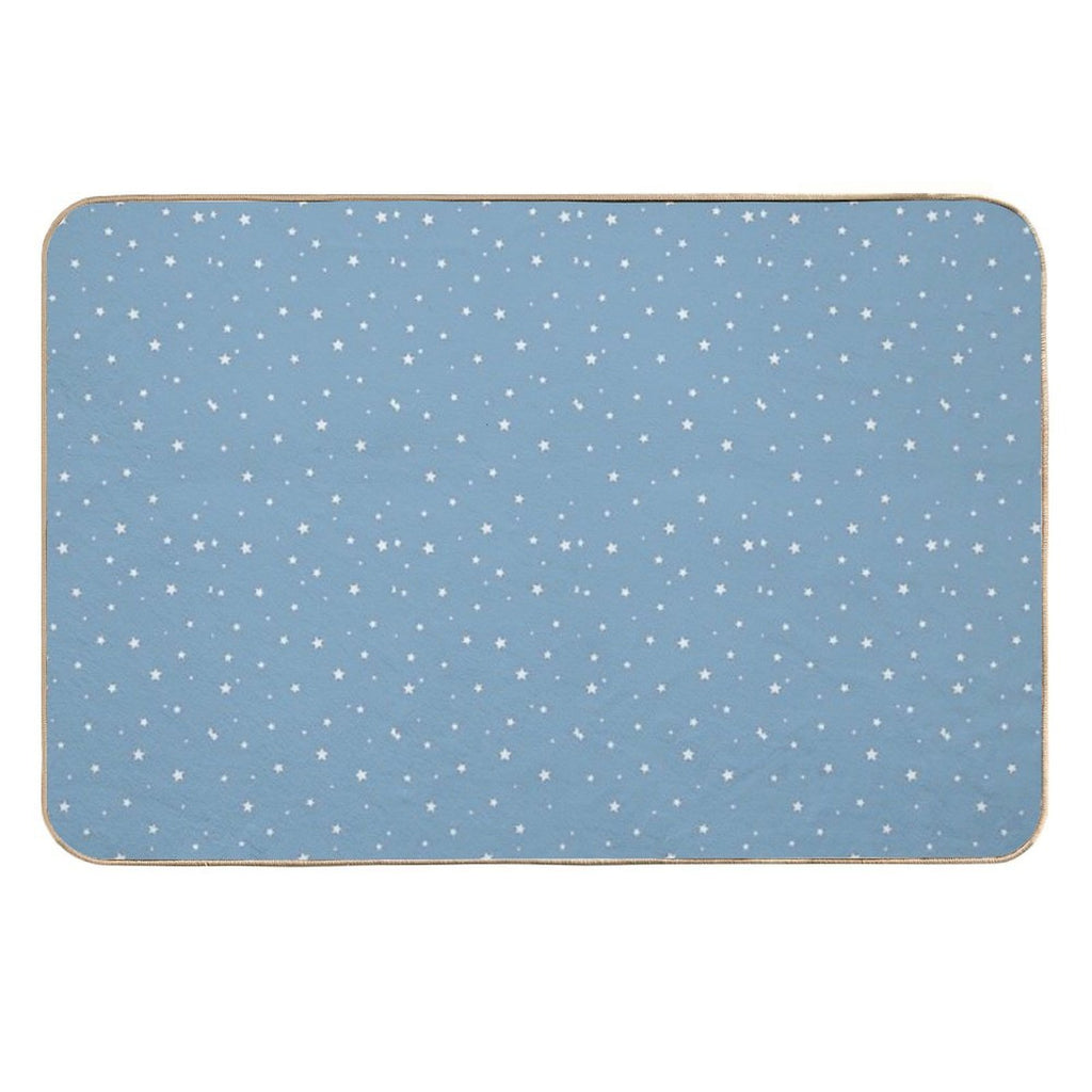 White Stars with Blue Background  Multi-Purpose Bath Mat