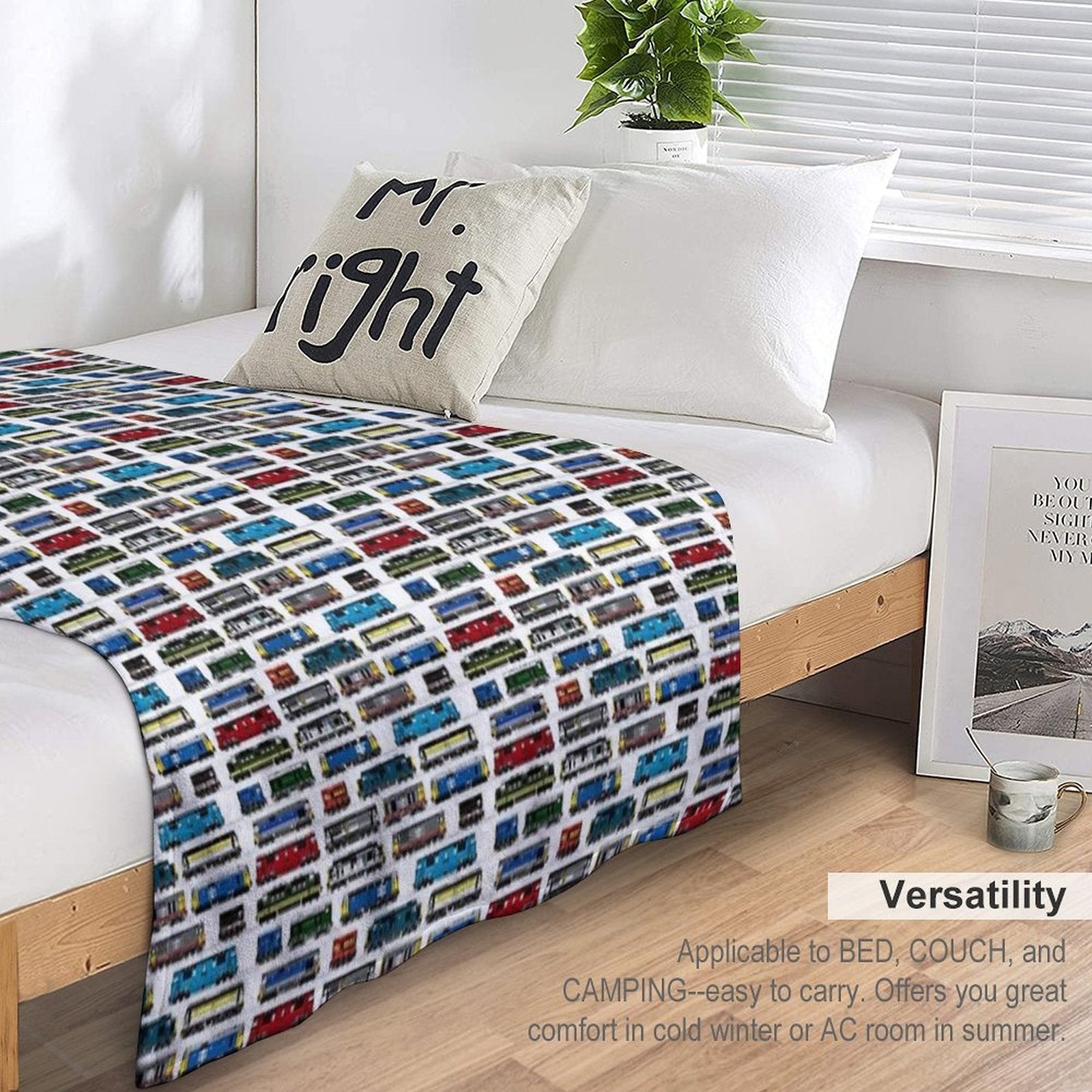 Diesel Locomotive Print Sustainable Throw Blanket