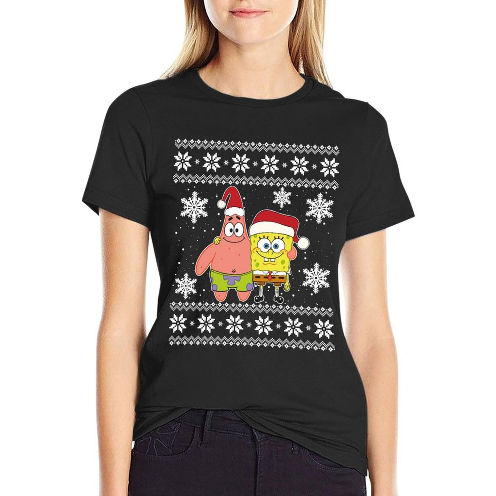 Mademark X SpongeBob SquarePants - Spongebob And Patrick Best Friends Holiday Christmas Graphic  Stretchy T-Shirt