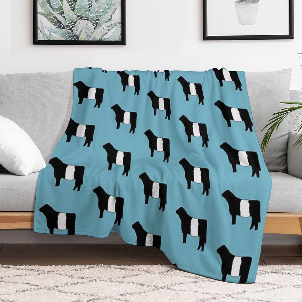 Belted Galloway Cow Plush Throw Blanket
