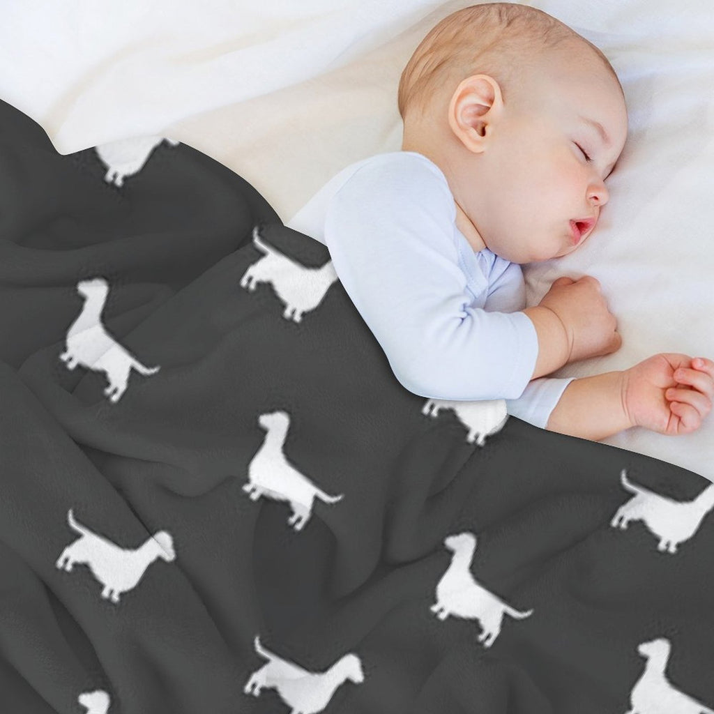 Dachshund Silhouette(s)  Wiener Dog  Smooth Coated Doxie Wrinkle-free Throw Blanket