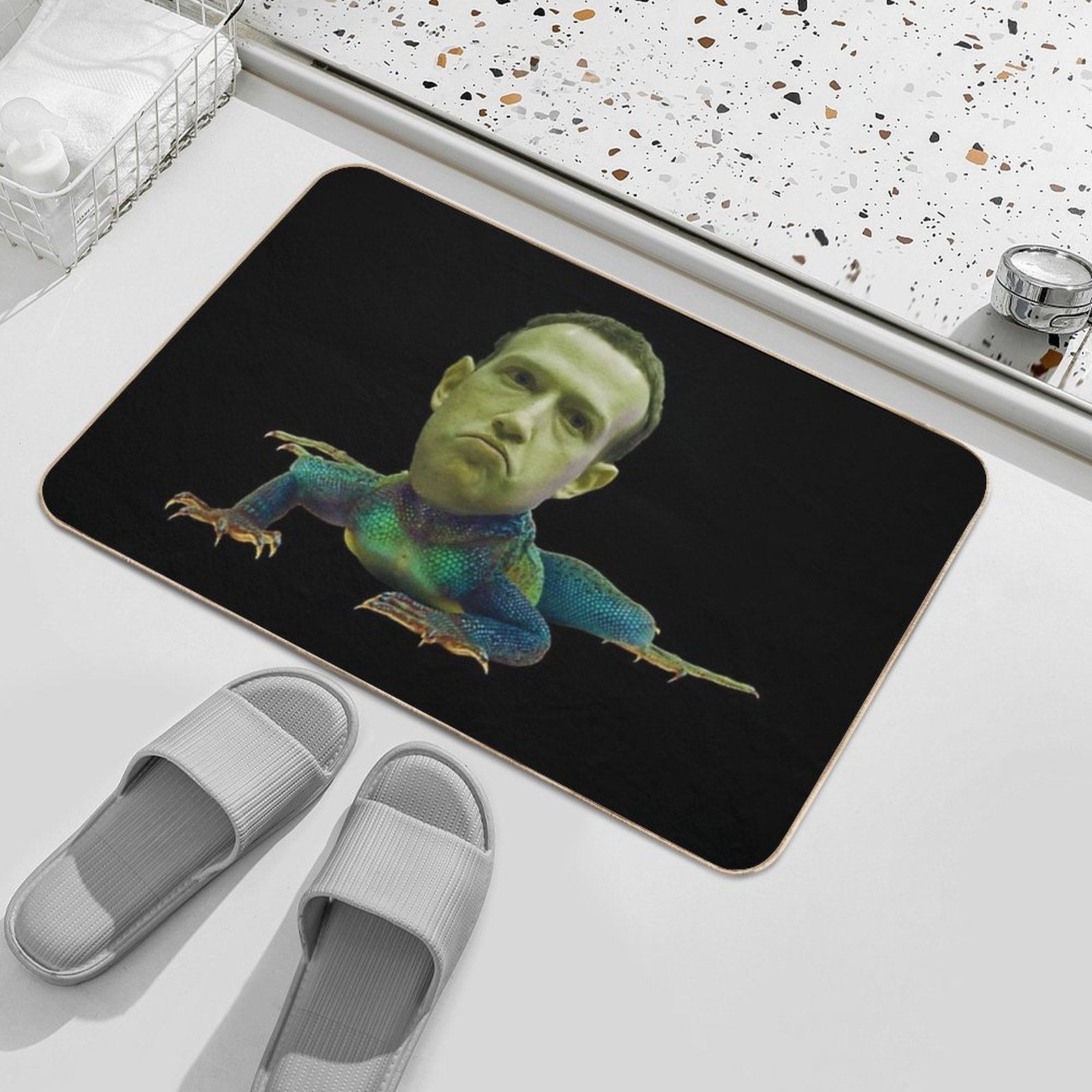 Mark Zuckerberg Is A Lizard  Stain-Proof Bath Mat