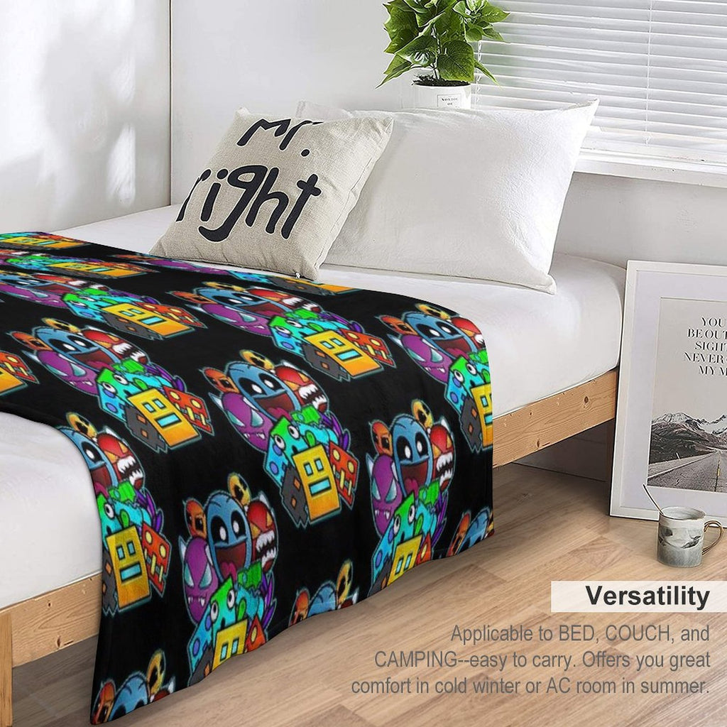 Geometry Dash Old School Gaming Compact Throw Blanket