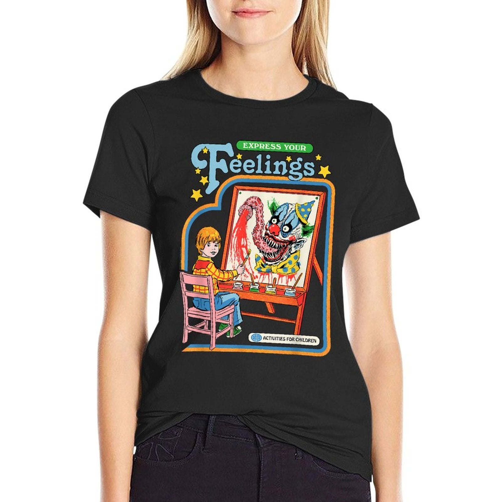 Steven Rhodes Express Your Feelings Clown Retro Dark Humor  Odor-resistant T-Shirt
