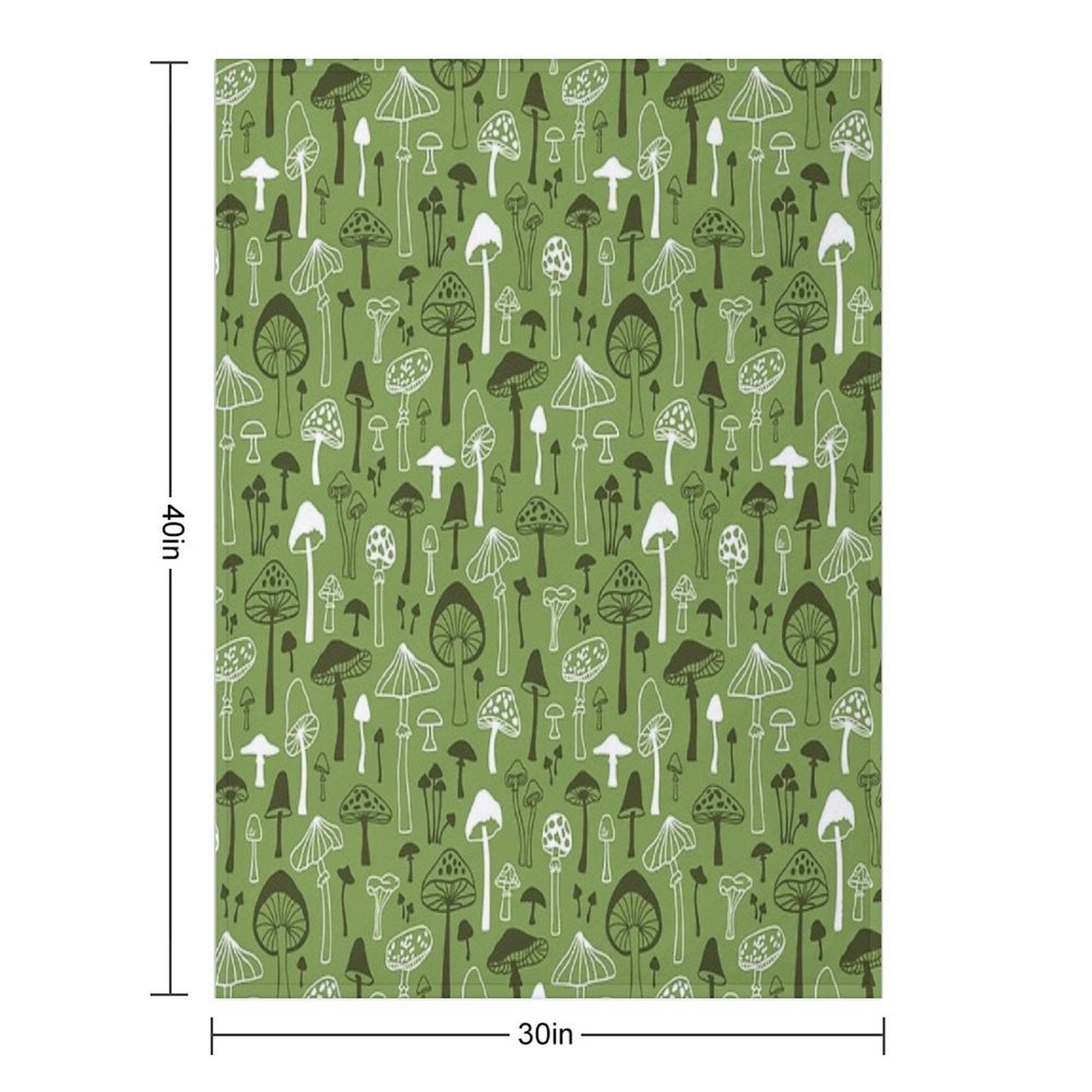 Mushrooms in Green Lightweight Throw Blanket