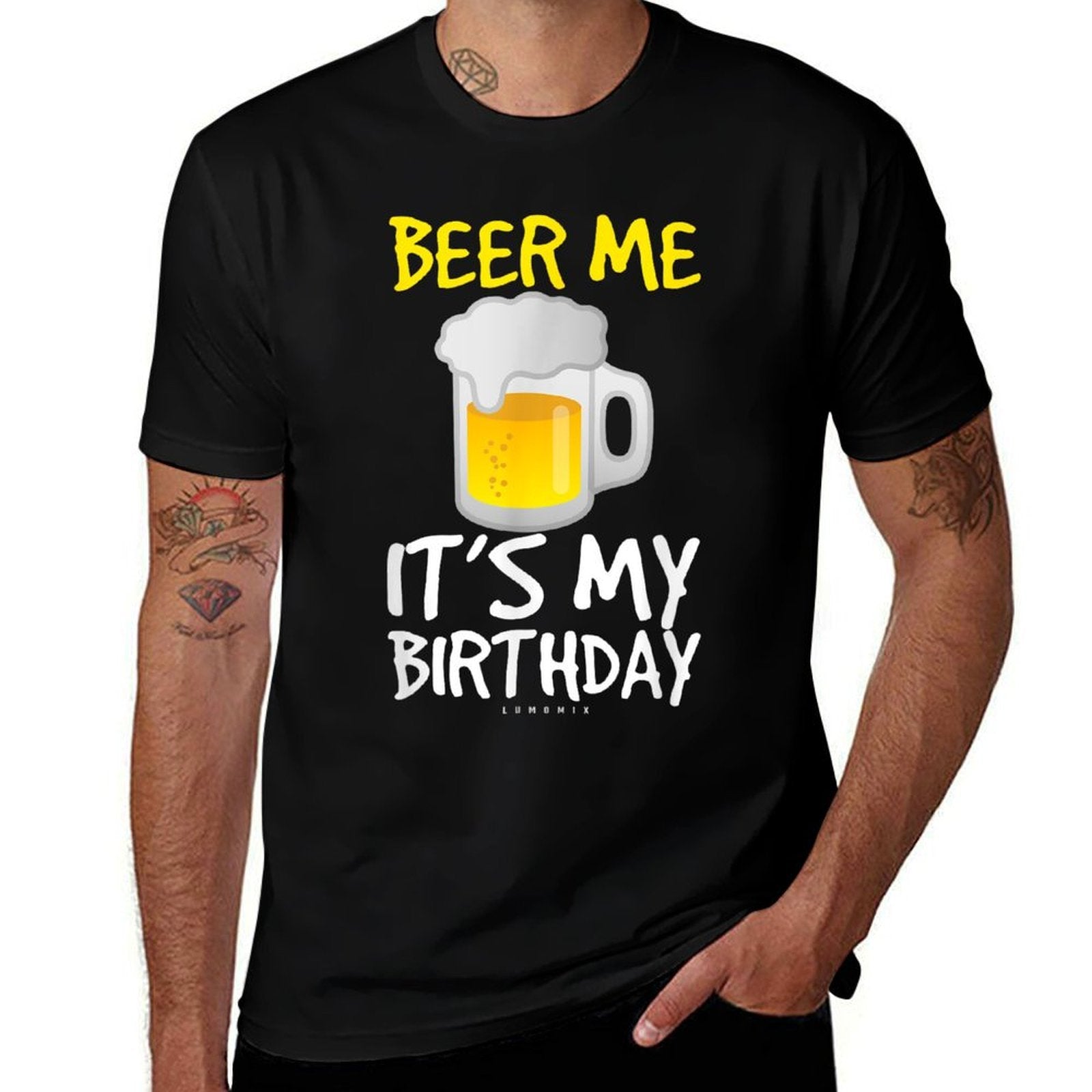 Beer Me Its My Birthday. Funny Drinking Beer  Trendy Pattern T-Shirt