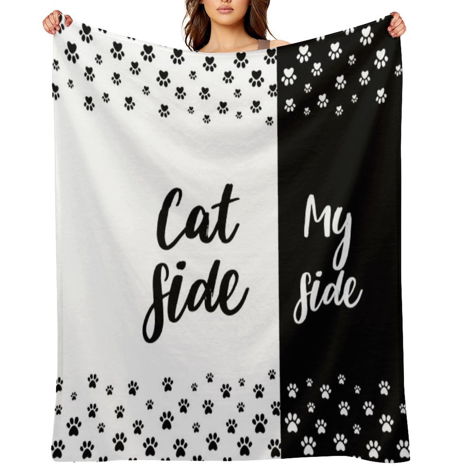 Cat Side My Side Funny Cat Owner Bedding Multi-functional Throw Blanket
