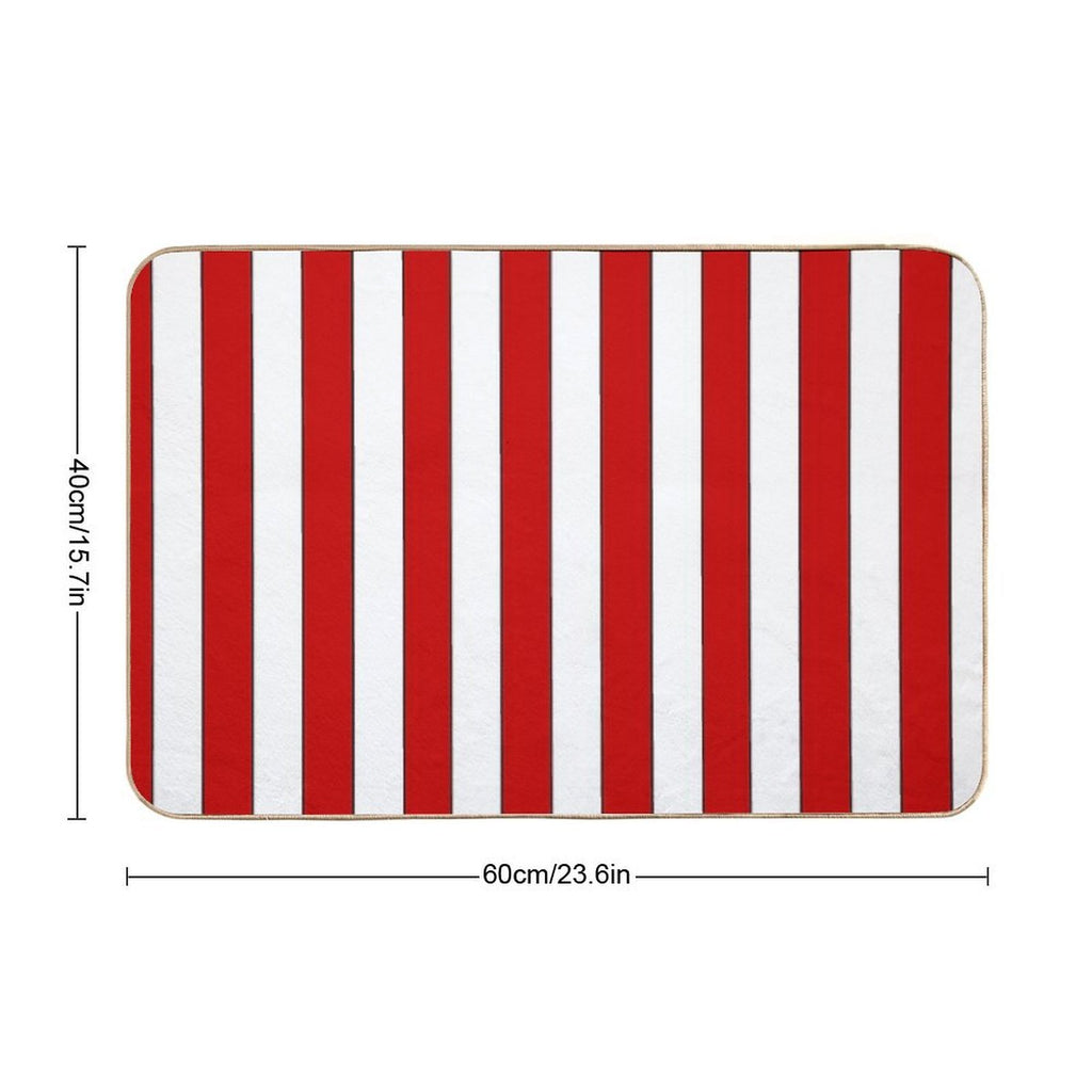 Retro Red & White Striped Team Colours  Absorbent Bath Mat