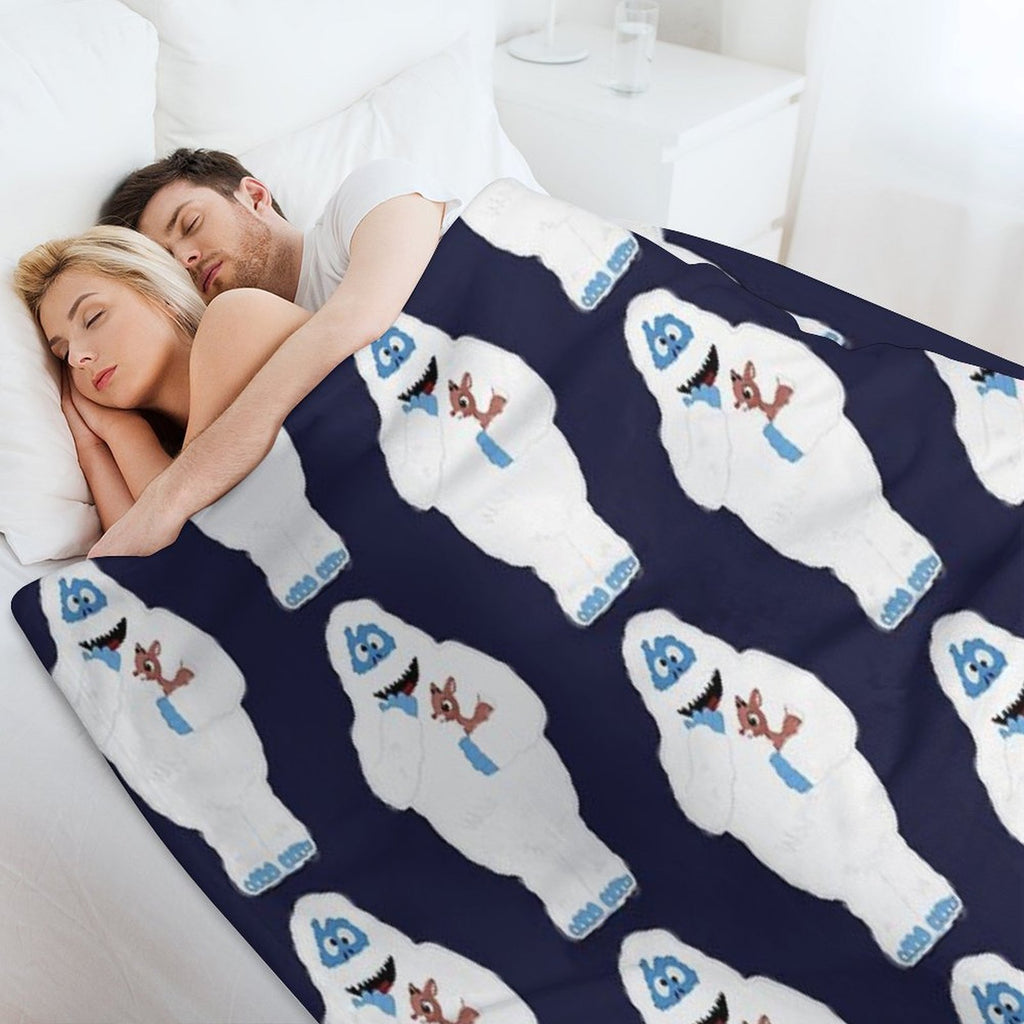 Classic Christmas Abominable Snowman with Rudolph © GraphicLoveShop Eco-conscious Throw Blanket
