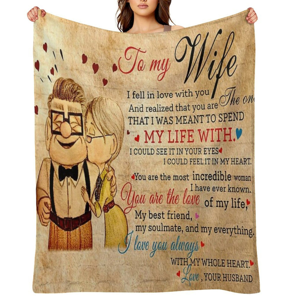 Carl And Ellie To My Wife I Love You Always With My Whole Heart, Valentines Gift For Wife Premium Throw Blanket