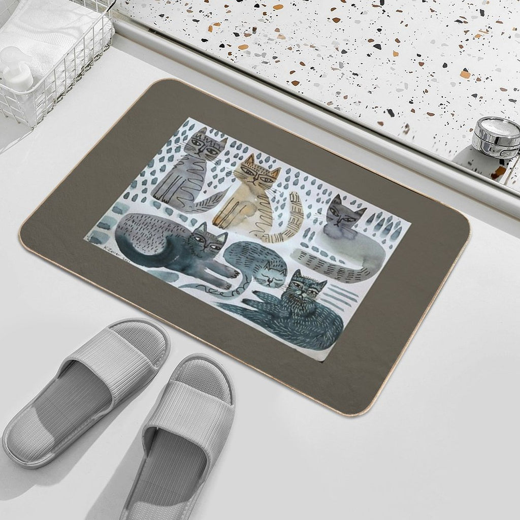Cats Doodle  Repositionable Bath Mat