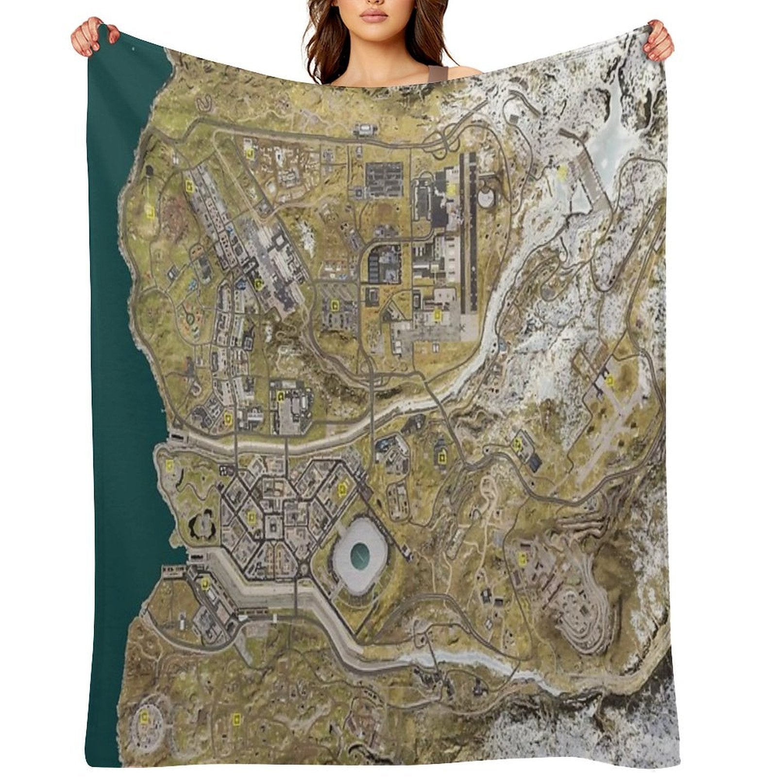 COD WARZONE MAP Plush Throw Blanket