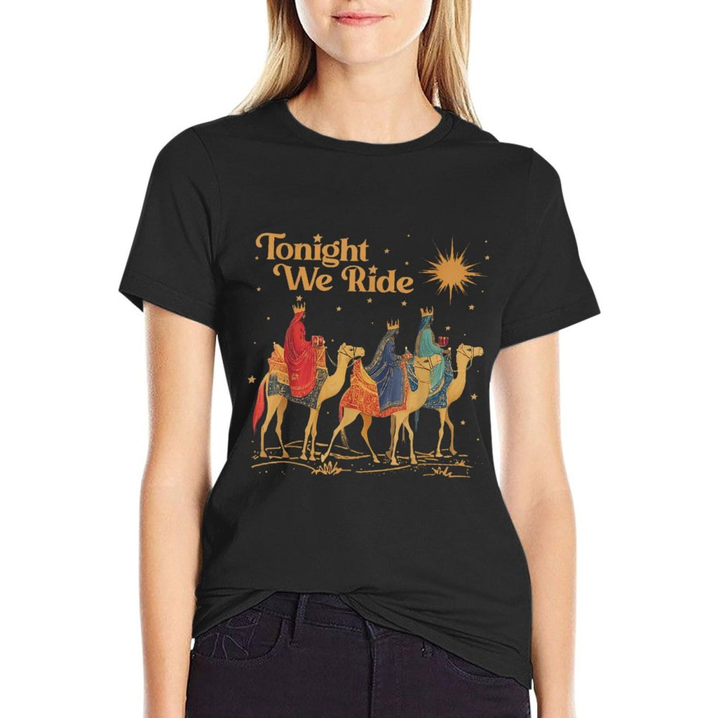 Retro Tonight We Christian Ride Christmas Christian Quote  Versatile T-Shirt