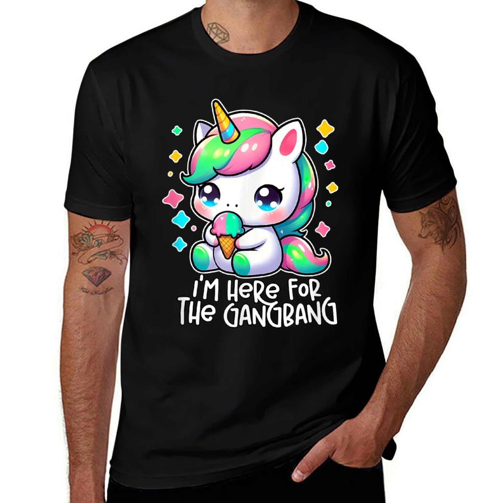 IM HERE FOR THE GANGBANG Funny Inappropriate Y2K Sex Humor  Polyester Blend T-Shirt