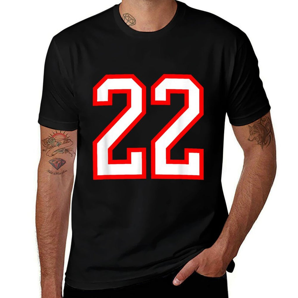 Number #22 Red Varsity Number 22  Cotton T-Shirt