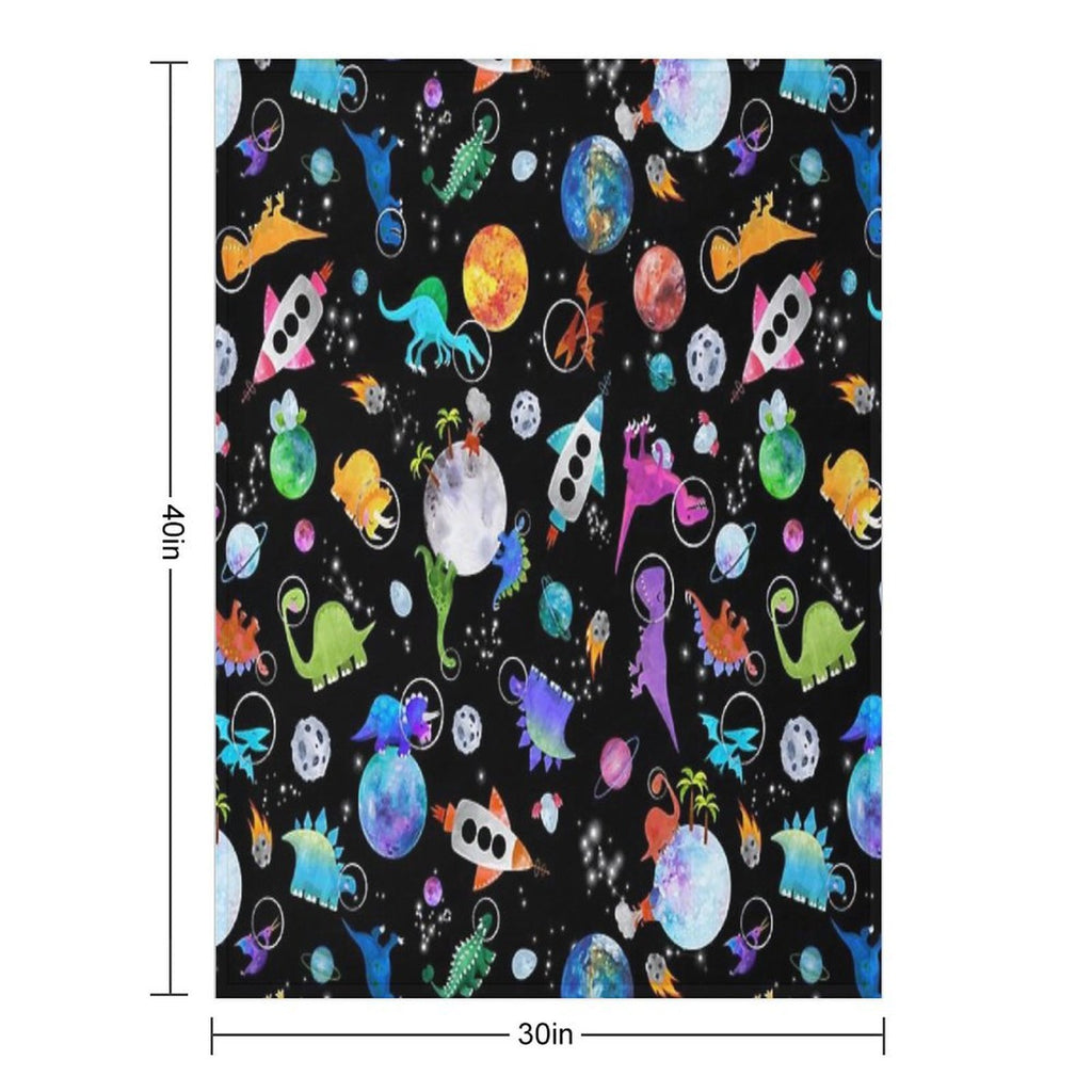 Dinosaur Astronauts In Outer Space Anti-pilling Throw Blanket