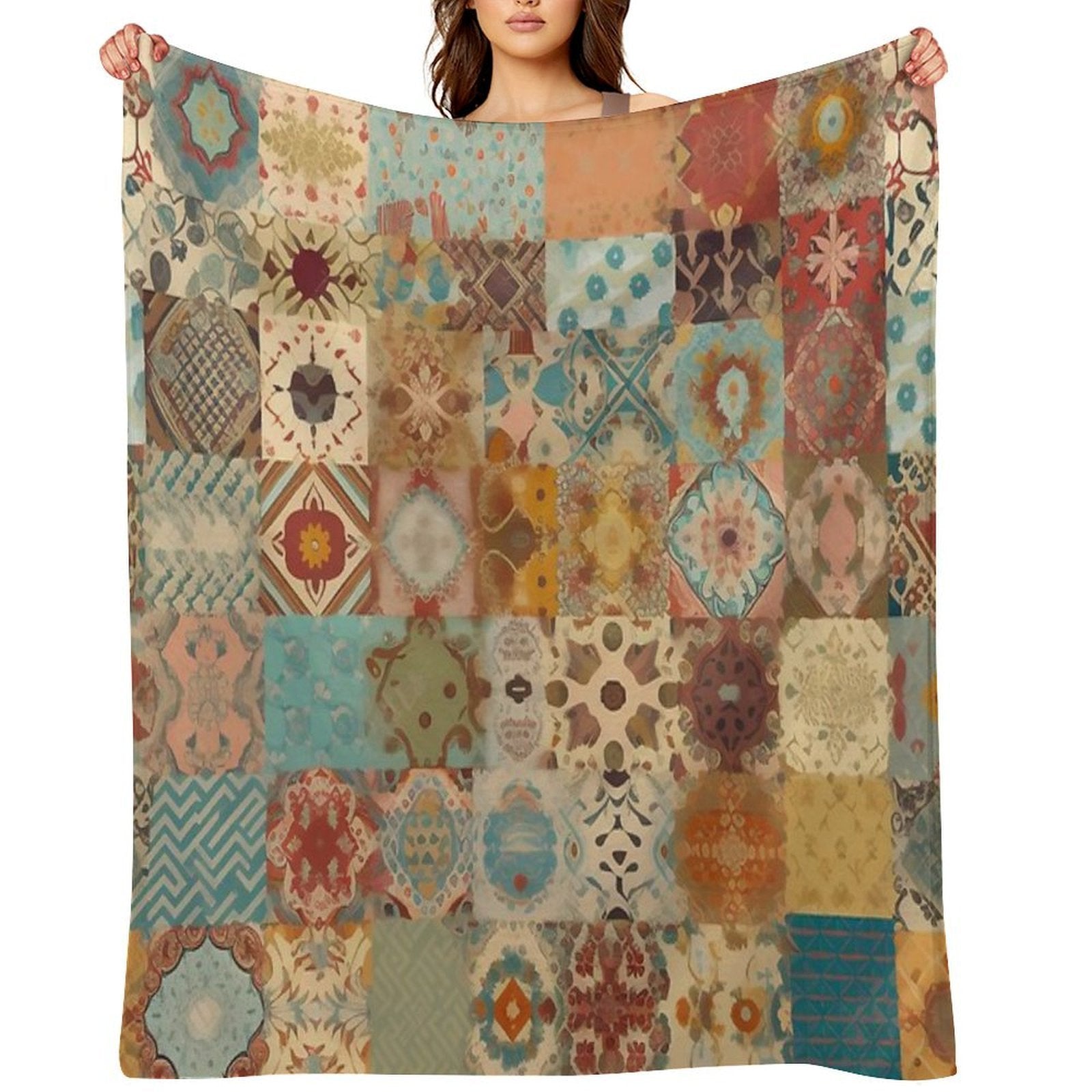 Bohemian Patchwork Style Multi-functional Throw Blanket