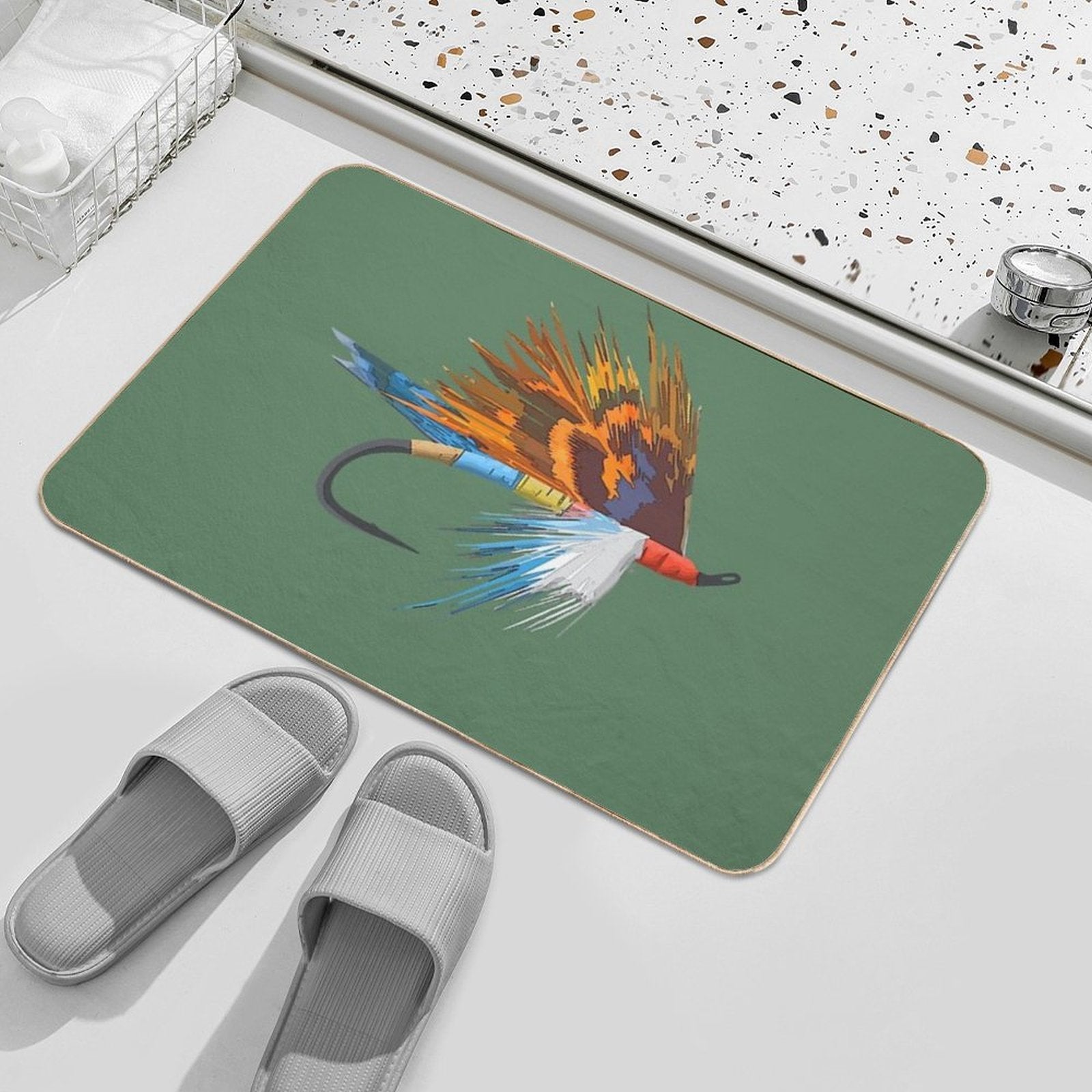 Fly Fishing Art by TeeCreations  High-Traffic Bath Mat
