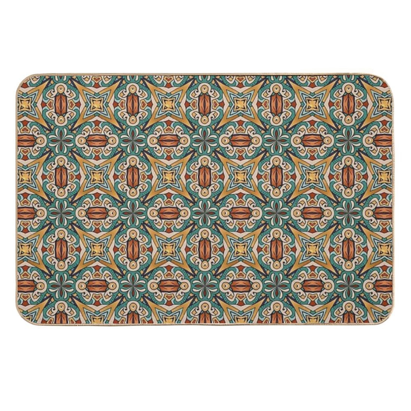 Aztec Art Tile Mexican Textiles Pattern  Stain-Proof Bath Mat