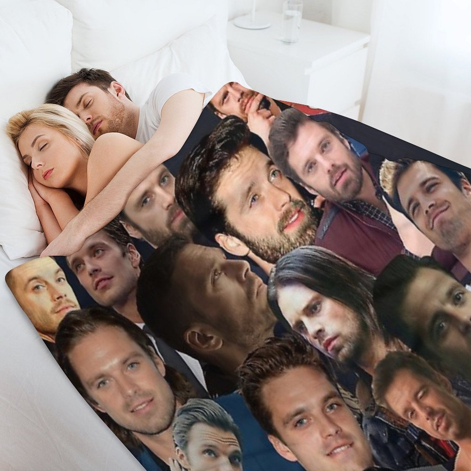 Sebastian Stan Photo Collage Eco-conscious Throw Blanket