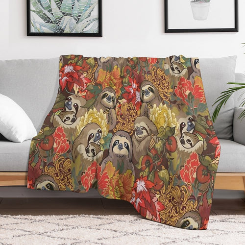 Because Sloths Autumn Plush Throw Blanket