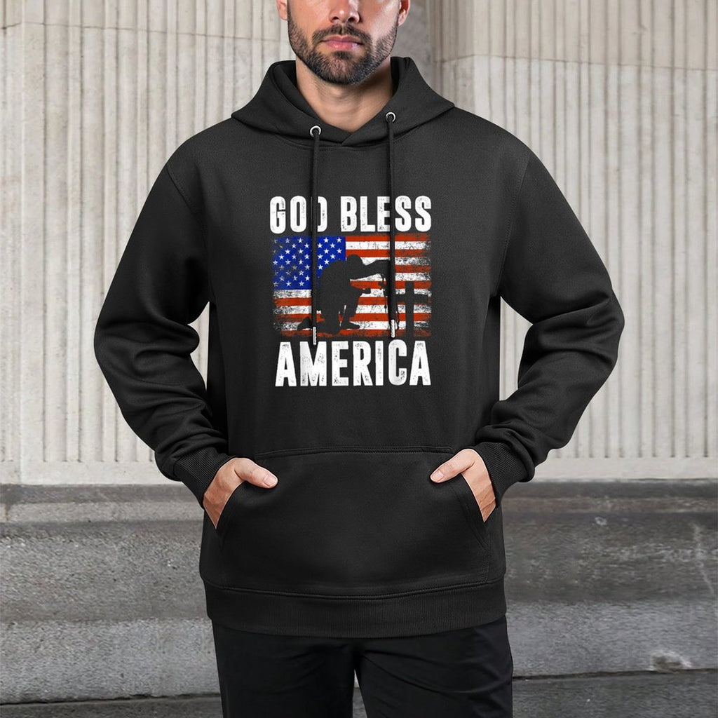 God Bless America 4th of July USA Patriotic Christian Pilling-Resistant Hoodie