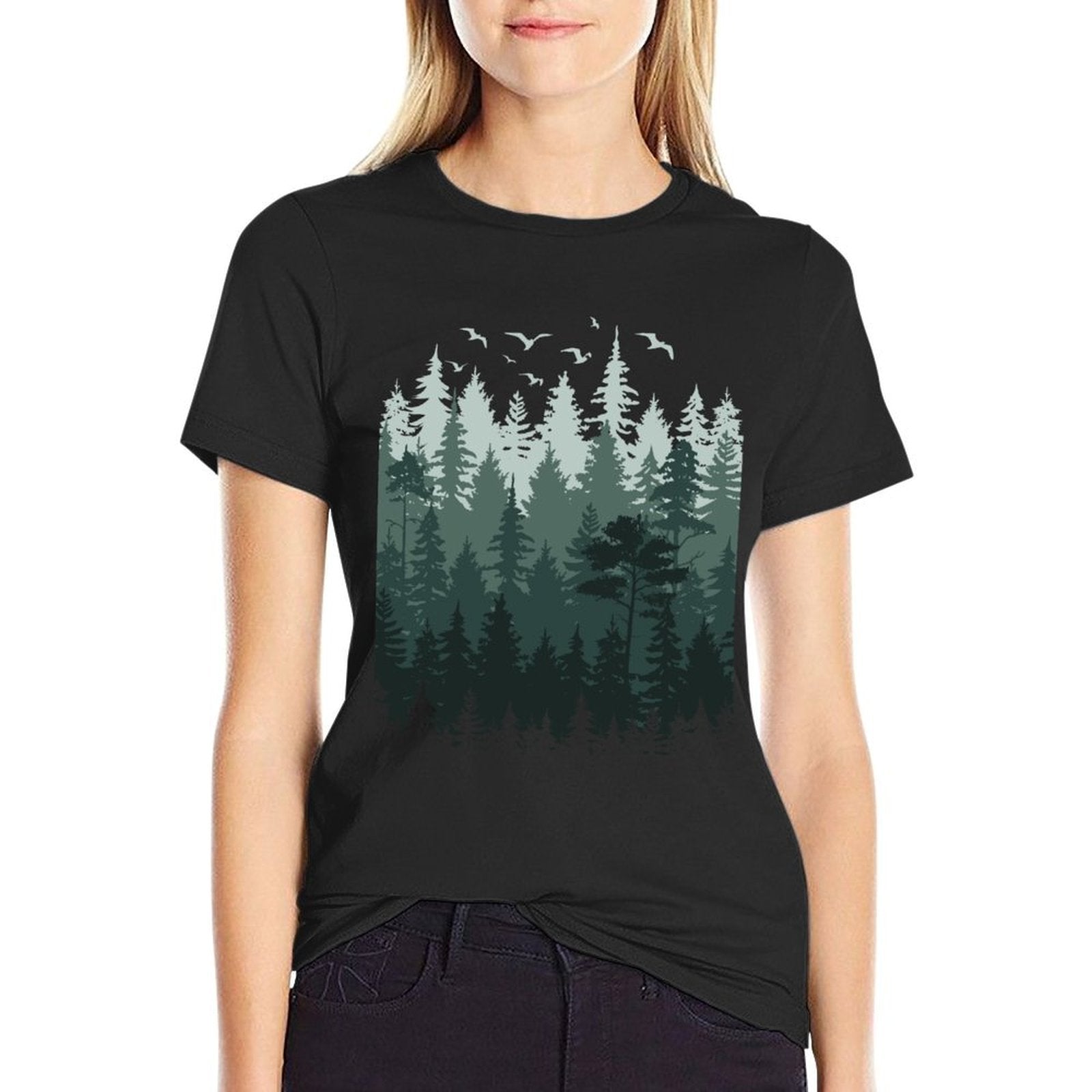 Vintage Forest Trees Wildlife Nature  Tagless Design T-Shirt