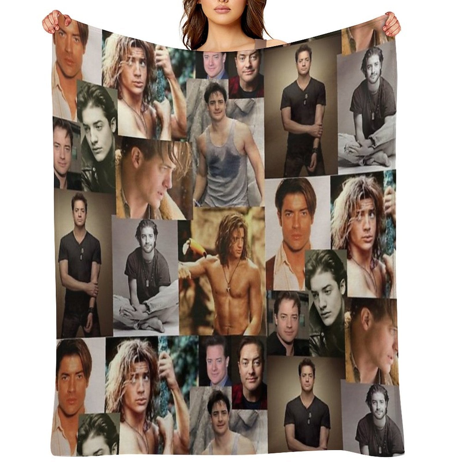 Brendan Fraser Love Collage Plush Throw Blanket