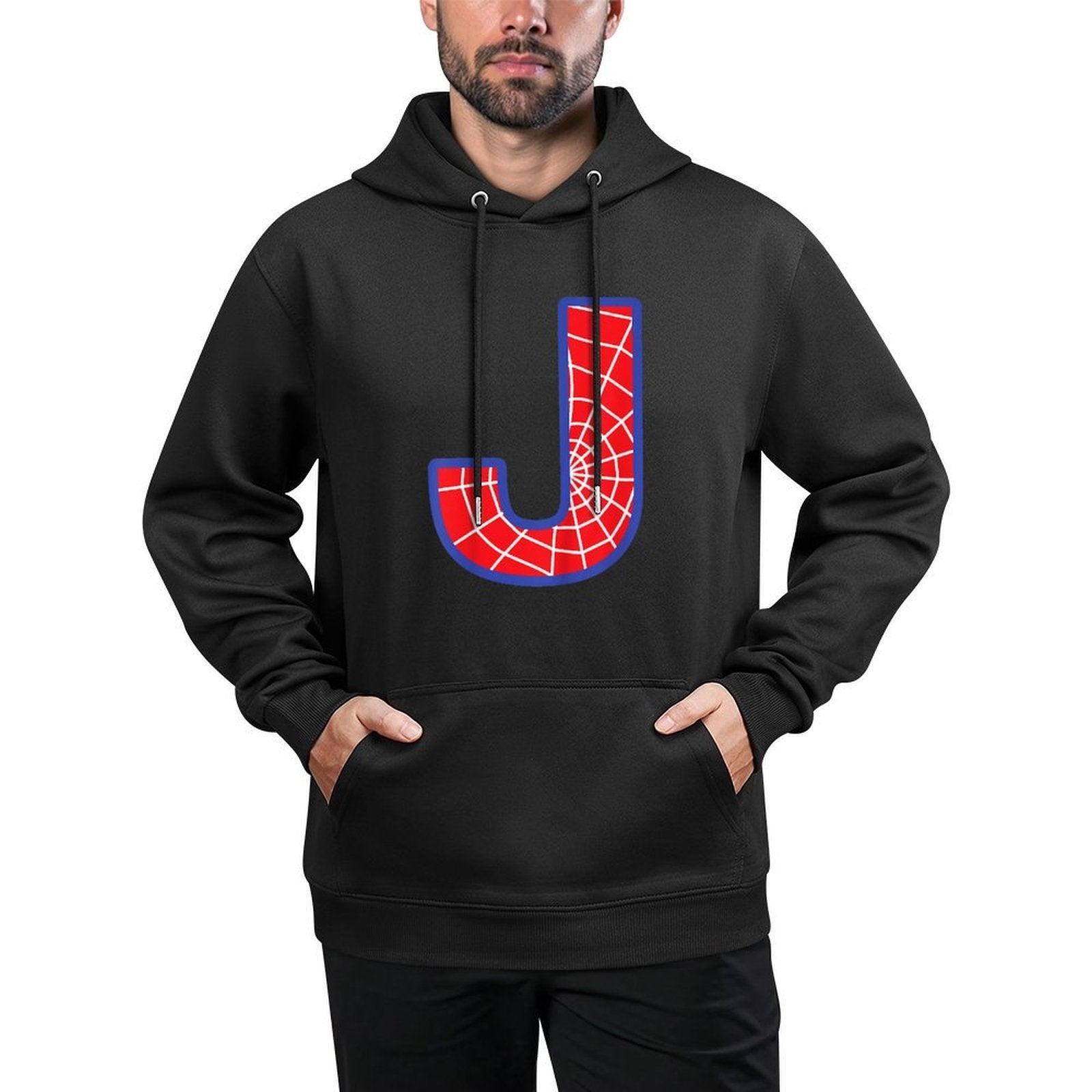 Spider Web Letter J Alphabet Monogram Initial Kids Birthday Customizable Surface Hoodie
