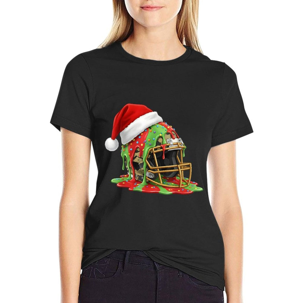 Christmas Football Drip Boys Ice Cream Drip Camo Santa Xmas  Trendy Pattern T-Shirt