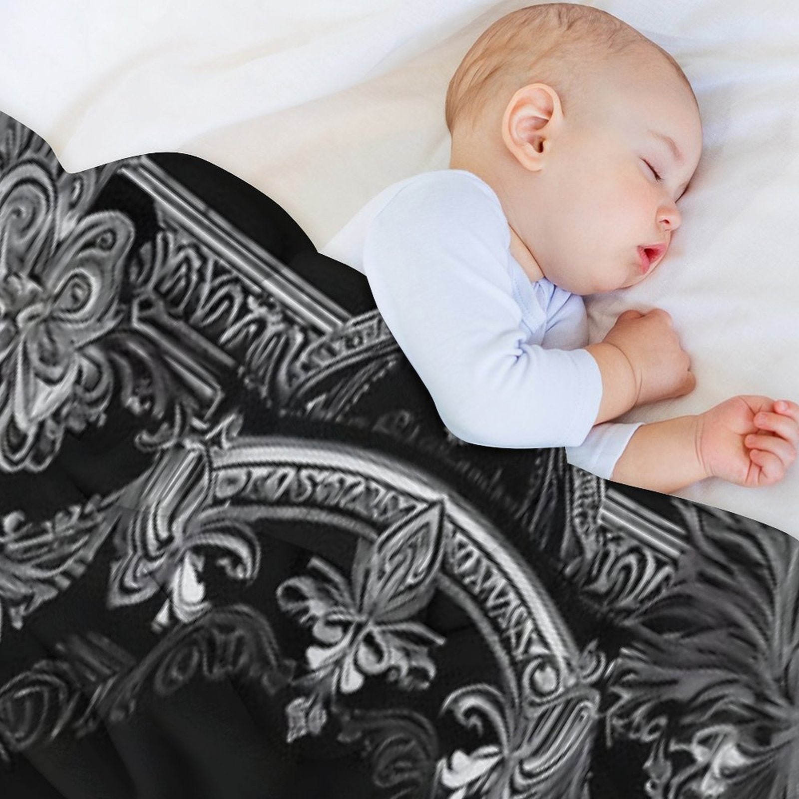 RogerPattern - Monochrome Elegance Black And White Symphony Eco-conscious Throw Blanket