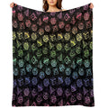 D20 Dice Set Pattern (Rainbow) Velvety-soft Throw Blanket