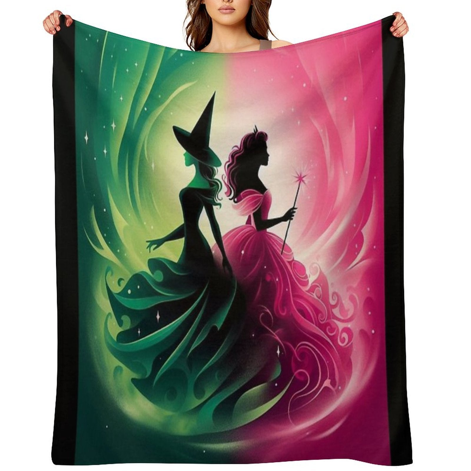 Elphaba & Glinda Wicked The Musical Defying Gravity Compact Throw Blanket