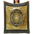 Ornate Baroque Black Gold Greek Keys Meander Travel-friendly Throw Blanket