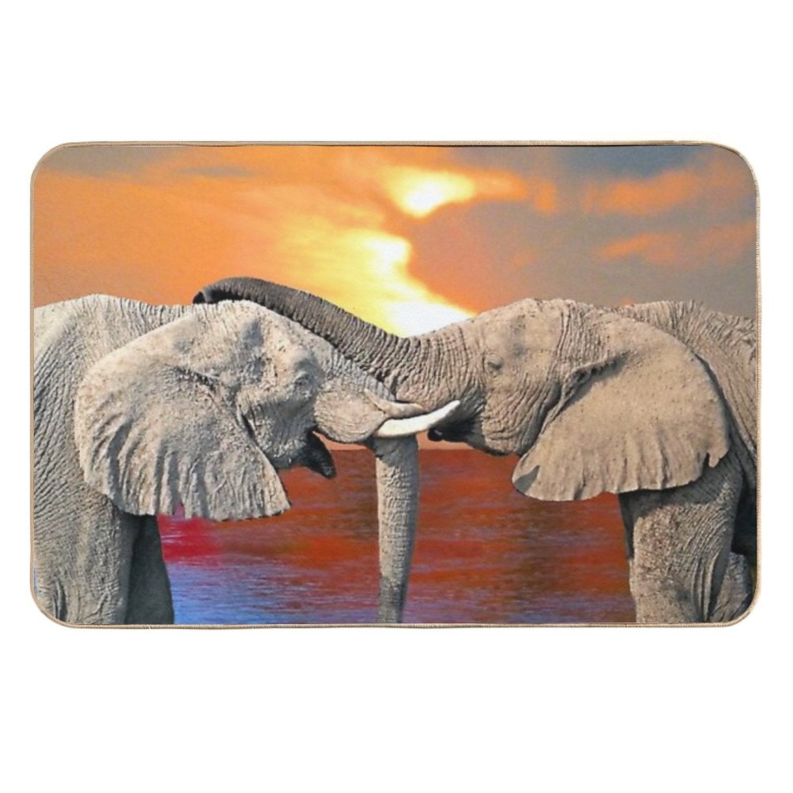 Affectionate Elephants  Anti-Trip Bath Mat