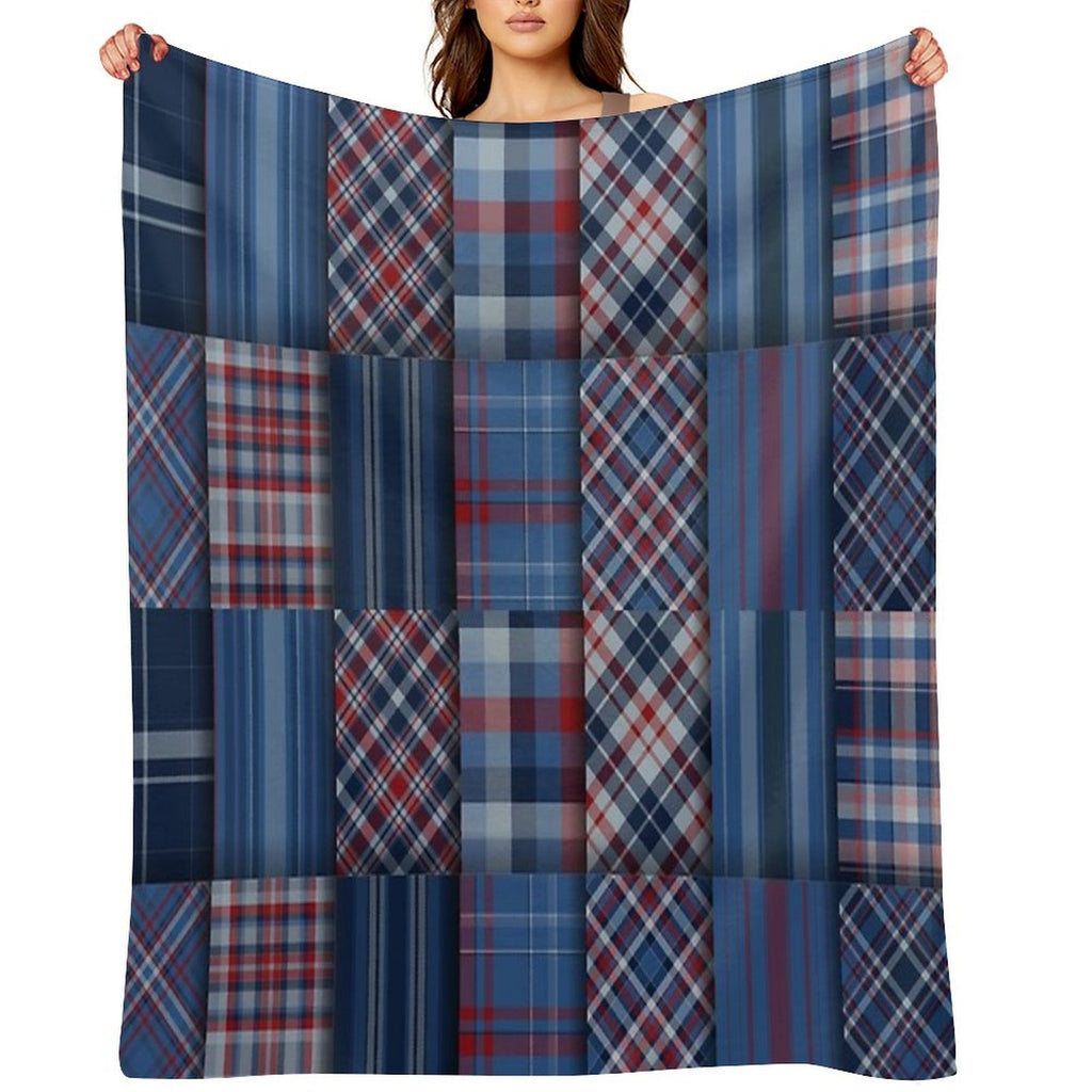 Plaid Tartan Red And Blue Quick-dry Throw Blanket