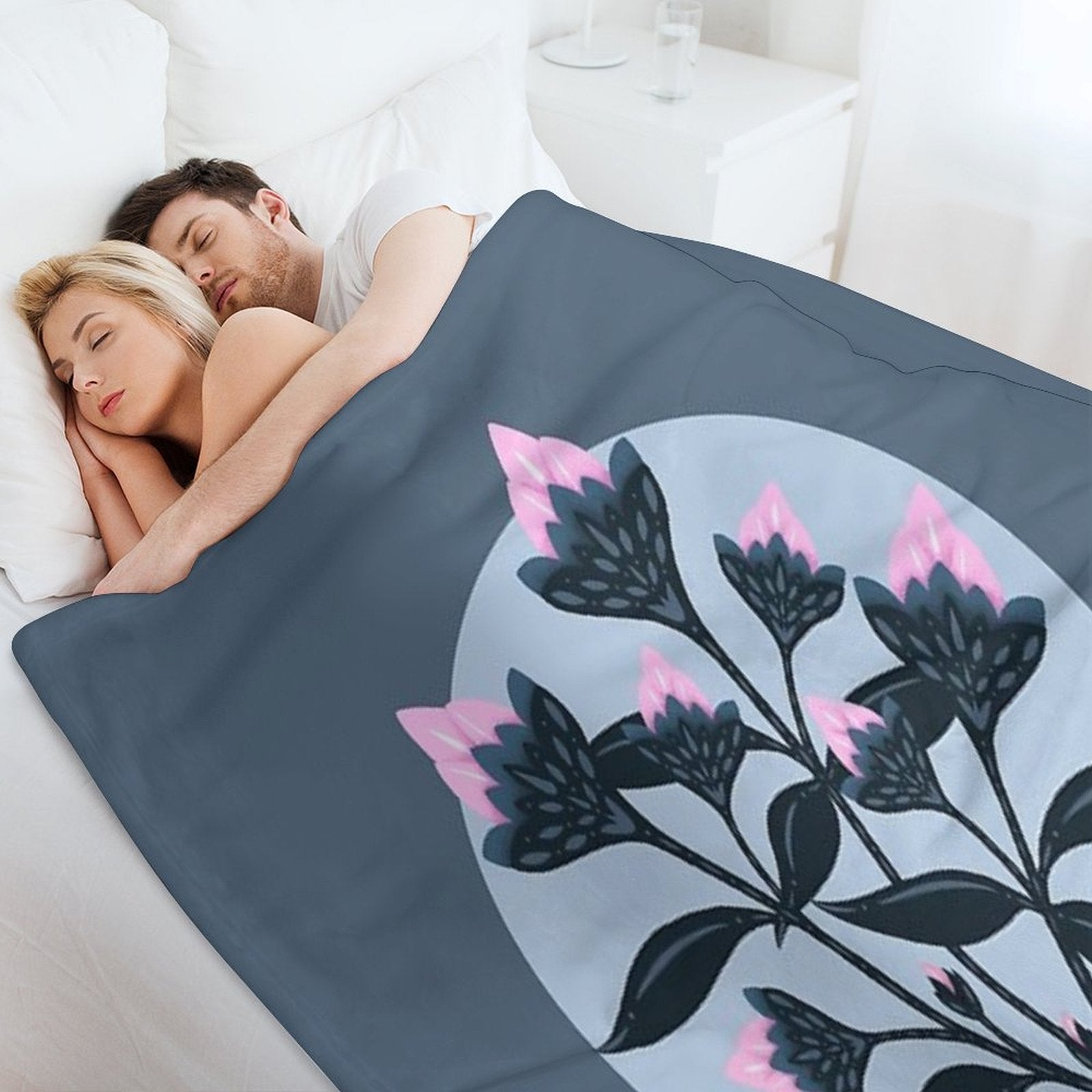 Abstract Flowers in Minimalist Style Gift-ready Throw Blanket