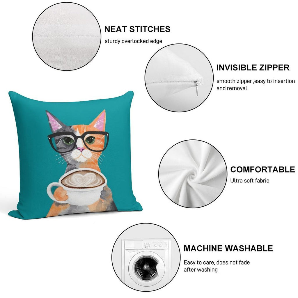 Kitten's Latte of Love Soft Easy Maintenance Throw Pillow