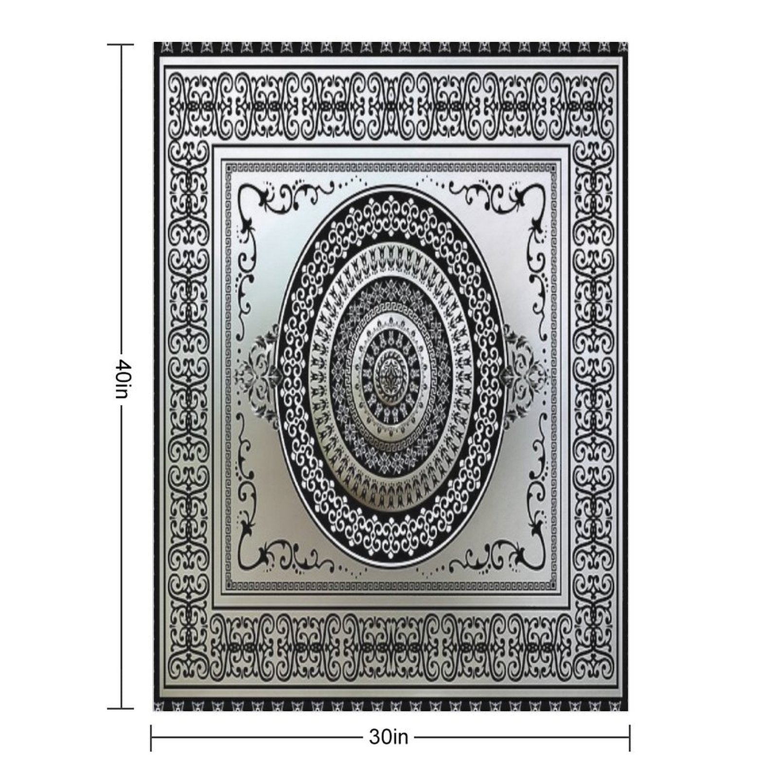 Ornate Greek Key Medallion Silver And Black Eco-conscious Throw Blanket