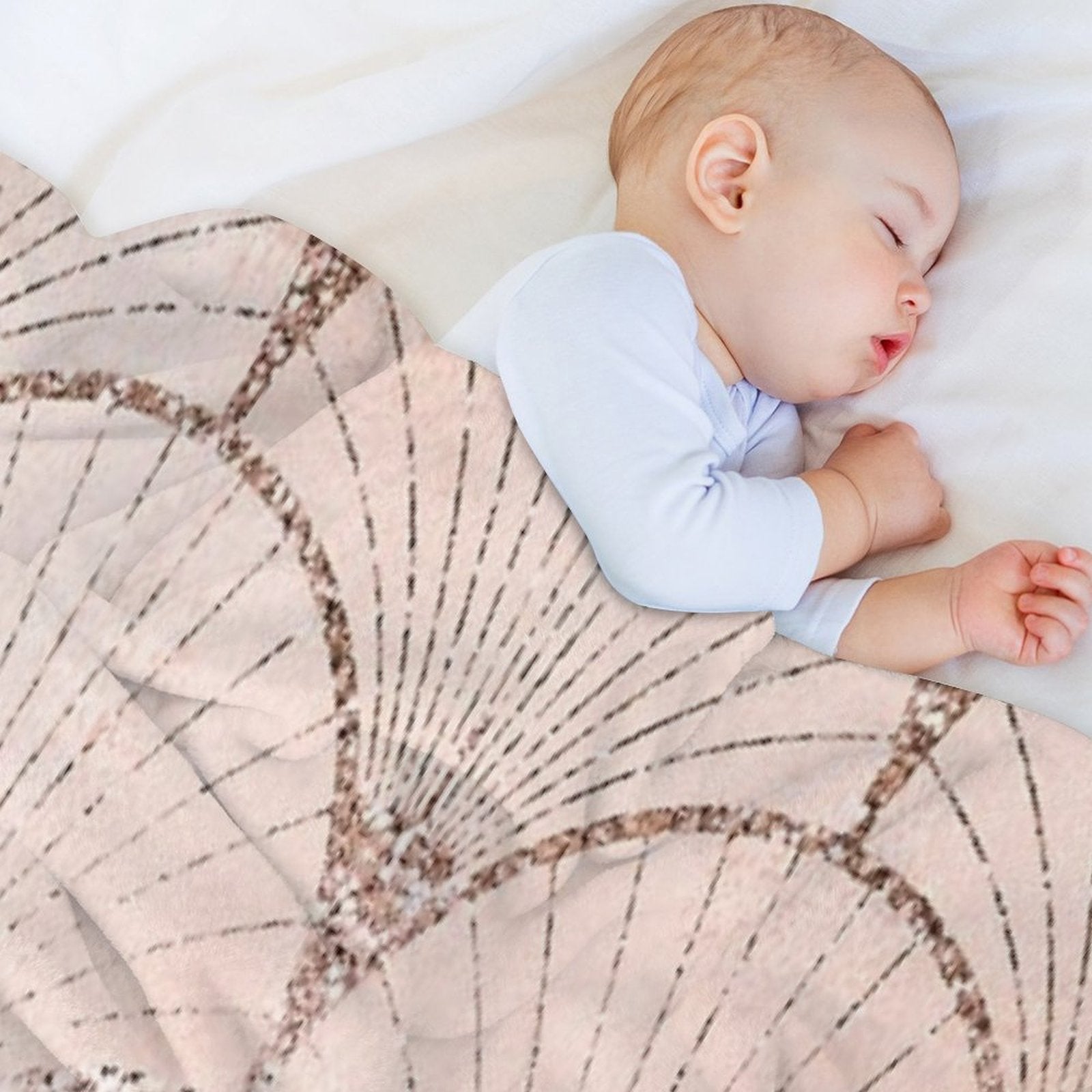 Art Deco Elegance - Rose Gold Glitter Fan Machine-washable Throw Blanket