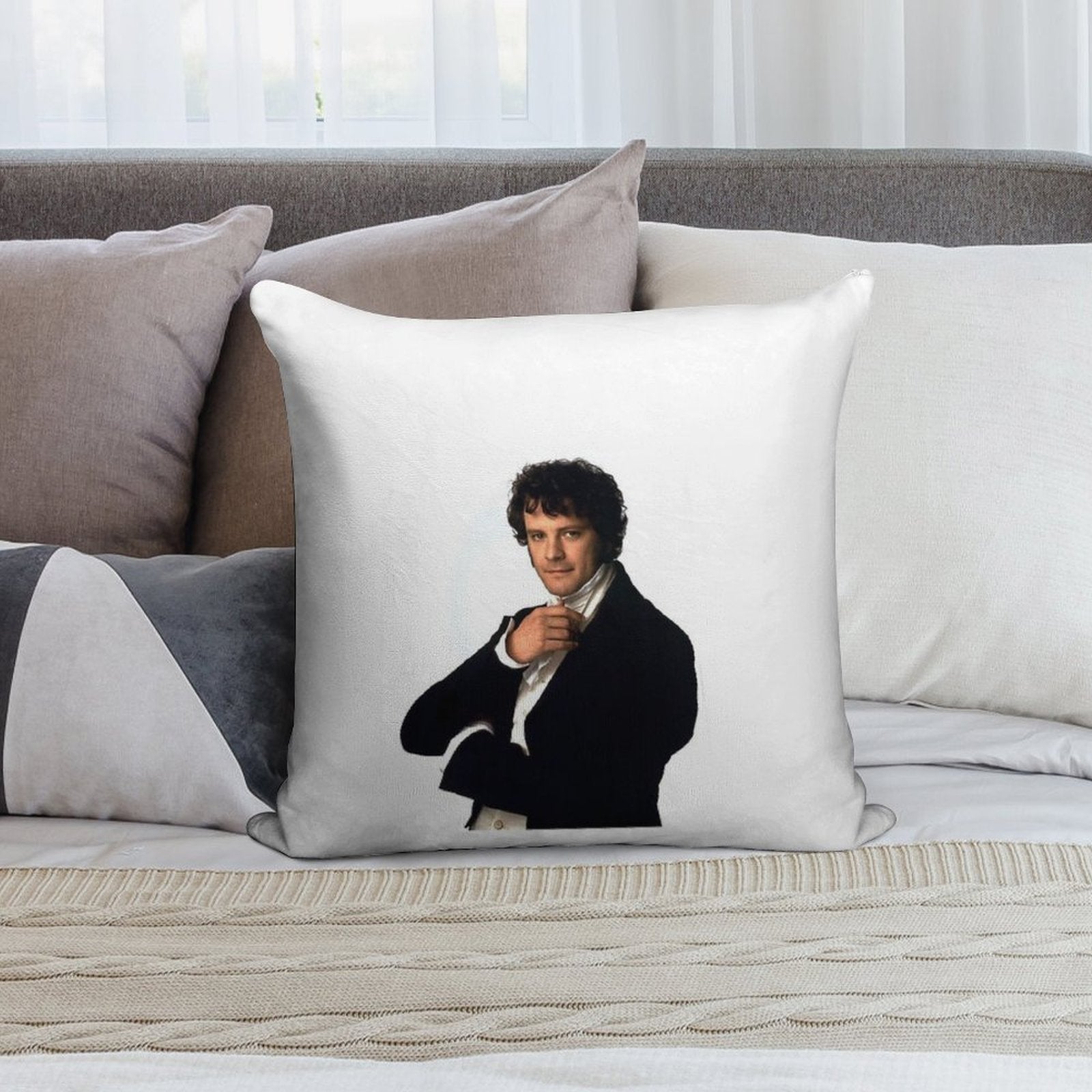 Colin Firth As Mr Darcy in Pride & Prejudice Soft Skin-Friendly Throw Pillow