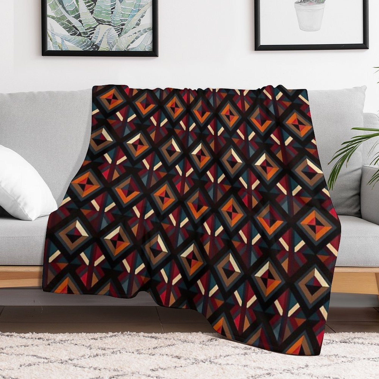 Modern Design Inspired by Polygons And Pentagrams Anti-pilling Throw Blanket