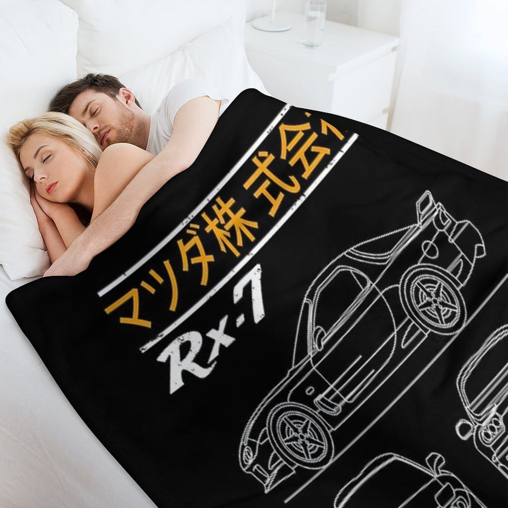 Blueprint of The RX7 Machine-washable Throw Blanket