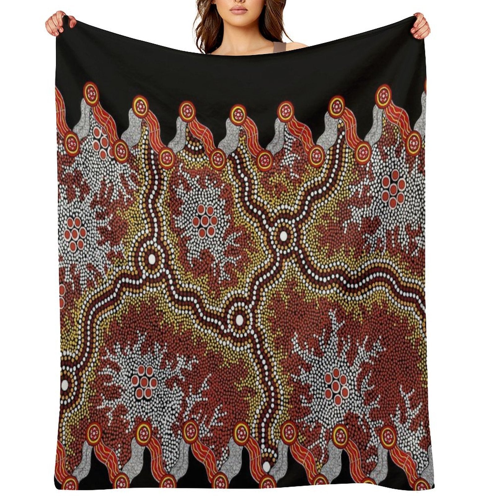Aboriginal Art Authentic – Travels Plush Throw Blanket
