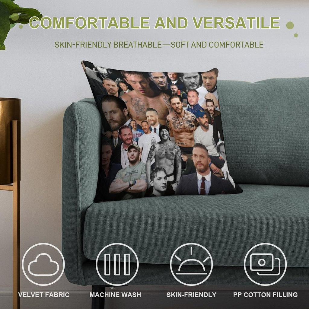 Tom Hardy Soft Hidden Zipper Throw Pillow