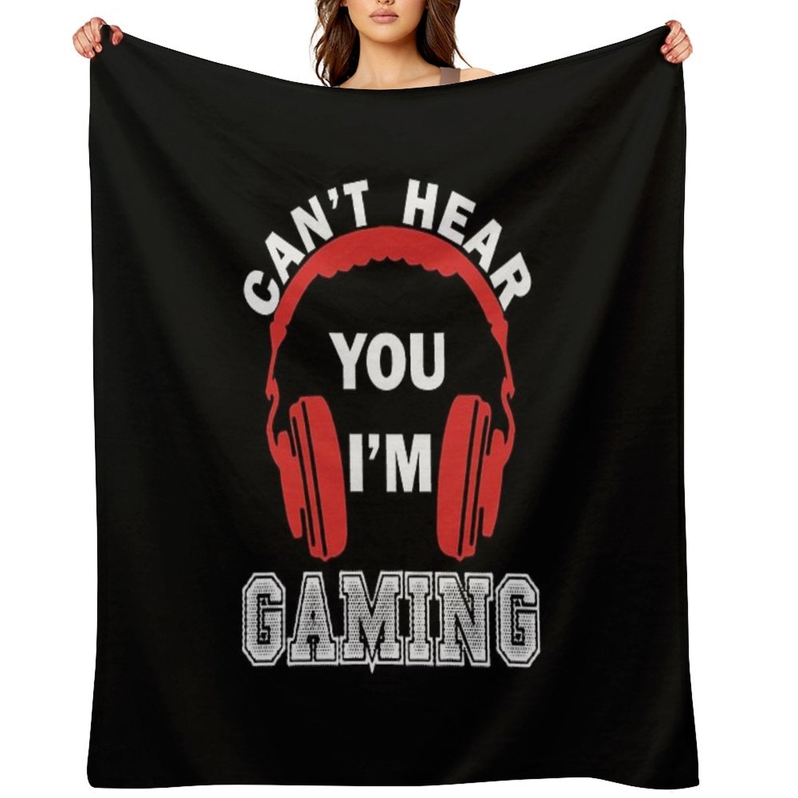 Video Gaming Gift Gamer Headset  Design Wrinkle-free Throw Blanket