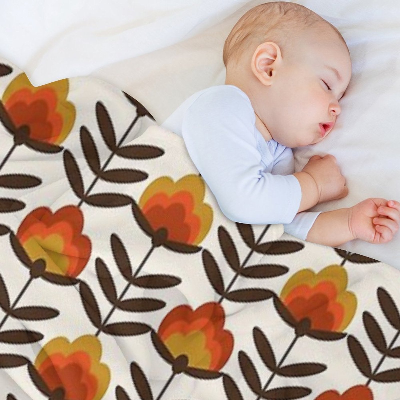 Boogie - Retro Florals Minimal Trendy 70s Style Throwback Flower Pattern Versatility Throw Blanket