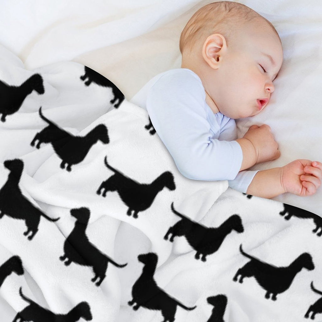 Dachshund Dog Silhouette(s)  Smooth Coated Wiener Dog Velvety-soft Throw Blanket