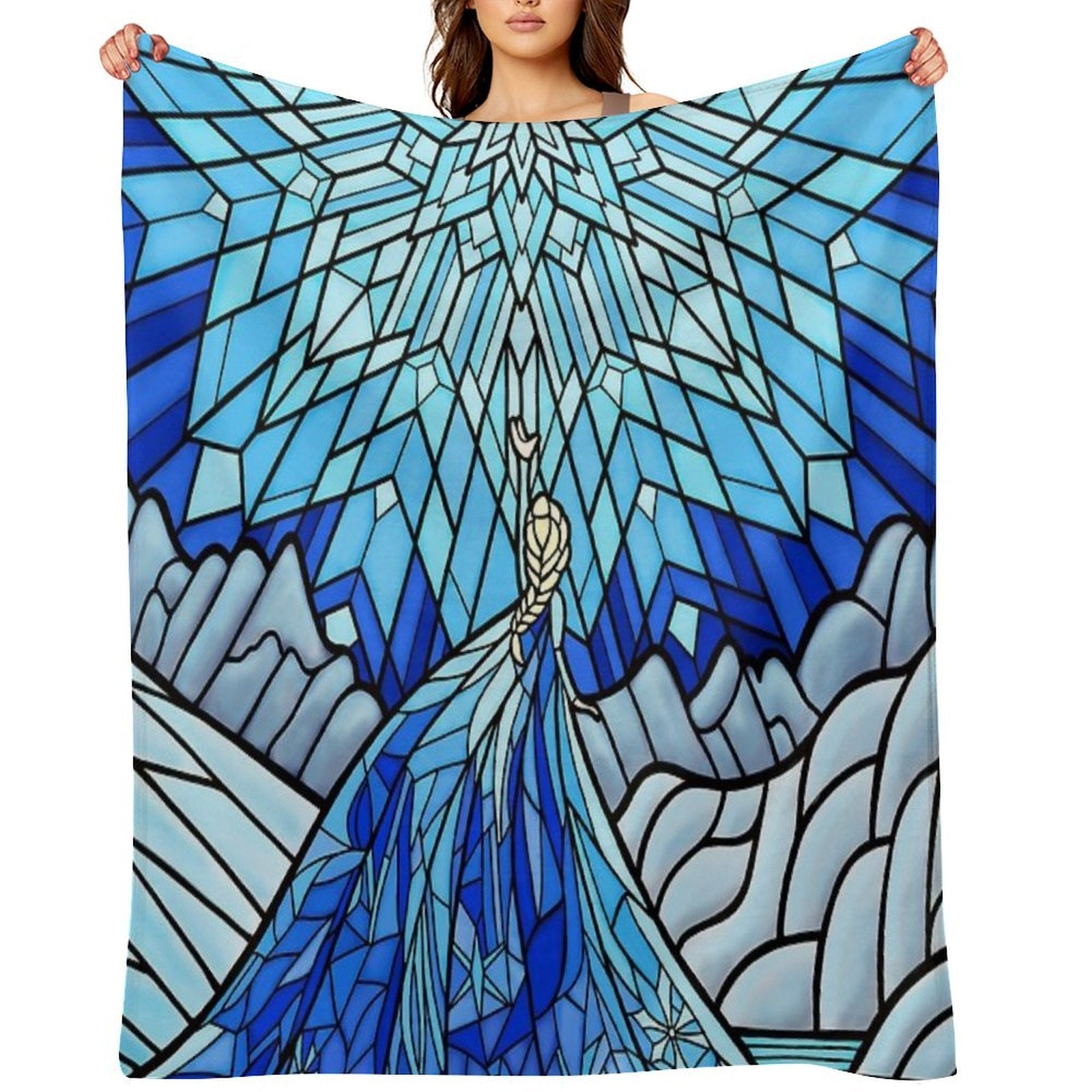 Frozen Fractals in The Stained Glass Window Multi-functional Throw Blanket